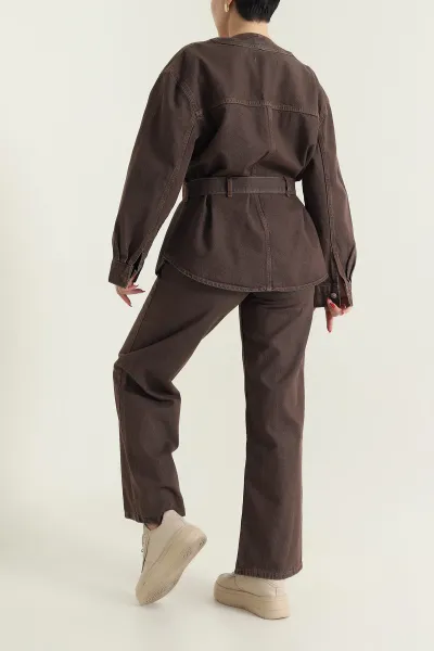 Kahverengi Yeni Sezon Kadın Kot İkili Takım 436630