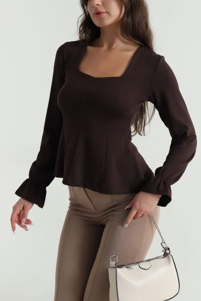 Kahverengi Yeni Sezon Modal Kadın Bluz 482946