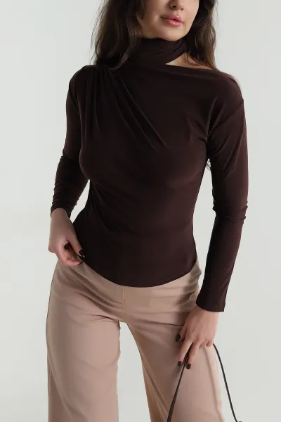 Kahverengi Yeni Sezon Sandy Kadın Bluz 498859
