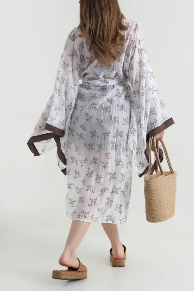Kahverengi Yeni Sezon Tensel Kadın Kimono 478820