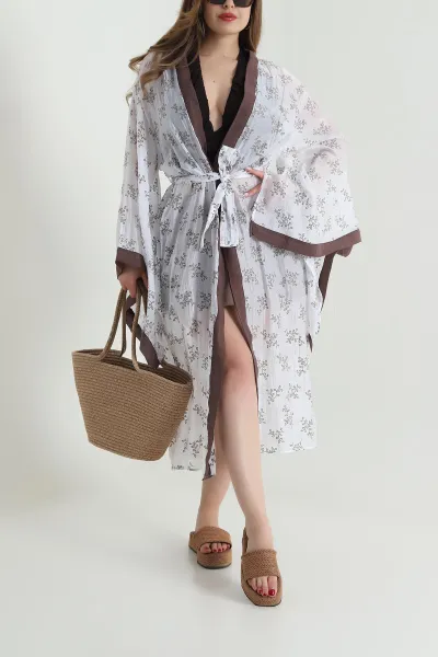Kahverengi Yeni Sezon Tensel Kadın Kimono 478820