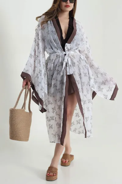 Kahverengi Yeni Sezon Tensel Kadın Kimono 478820