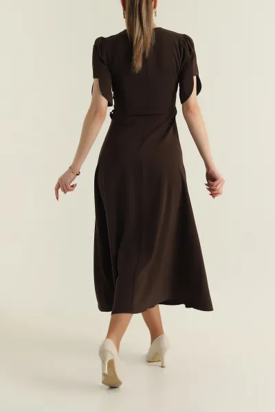 Kahverengi Yeni Sezon Twill Kadın Elbise 425144