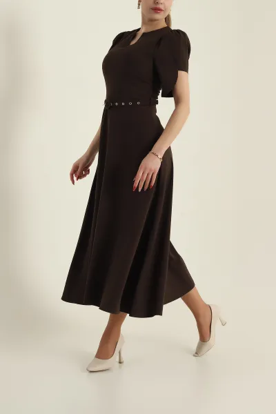 Kahverengi Yeni Sezon Twill Kadın Elbise 425144
