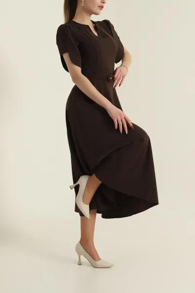 Kahverengi Yeni Sezon Twill Kadın Elbise 425144