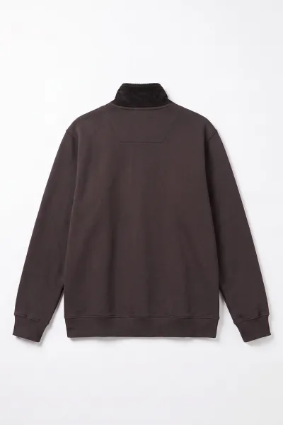 Kahverengi Yeni Sezon Yarım Fermuarlı Erkek Sweatshirt 501129