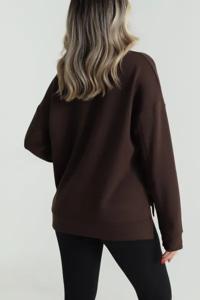 Kahverengi Yırtmaçlı Oysho Kadın Sweat 486333