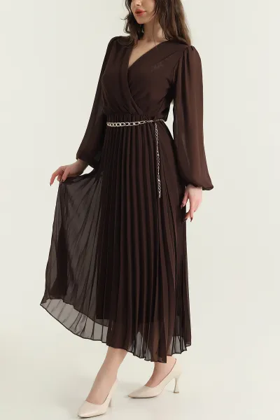 kahverengi-zincir-kemerli-sifon-kadin-elbise-433186