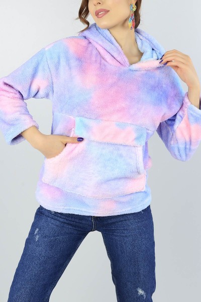 Kapüşonlu Cepli Bayan Yumoş Sweat 47133