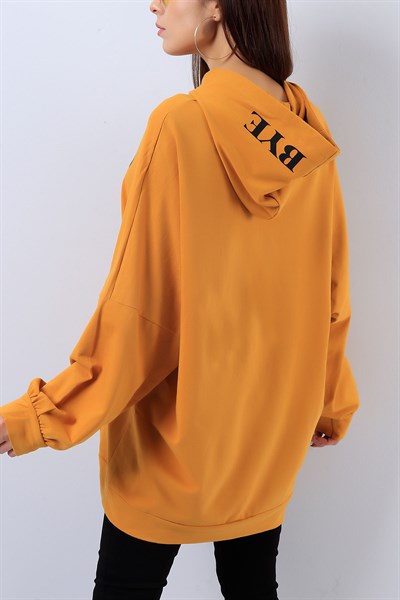 Kapüşonlu Hardal Sweat 17591B