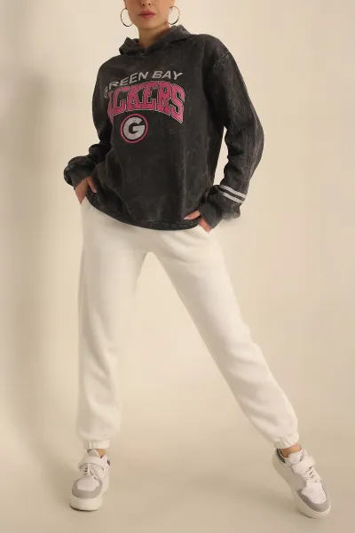 Kapüşonlu Şardonlu Batik Bayan Sweat 239716
