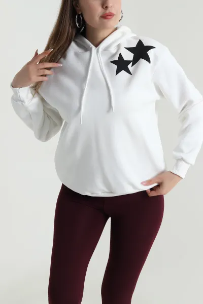 Kapüşonlu Şardonlu Kadın Sweat 489383