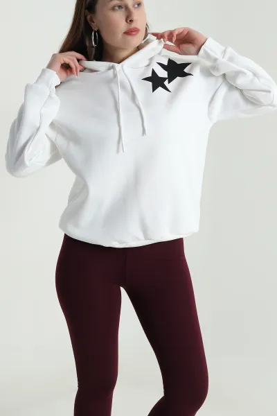 Kapüşonlu Şardonlu Kadın Sweat 489383