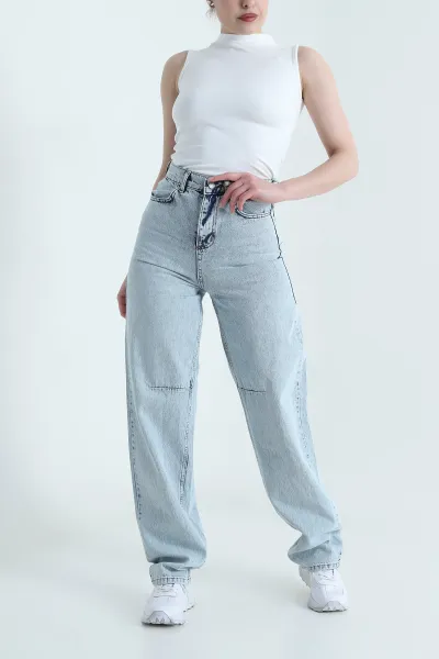 Kar Yıkama Baggy Kadın Kot Pantolon 453288
