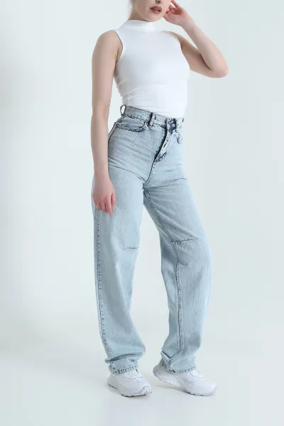 Kar Yıkama Baggy Kadın Kot Pantolon 453288