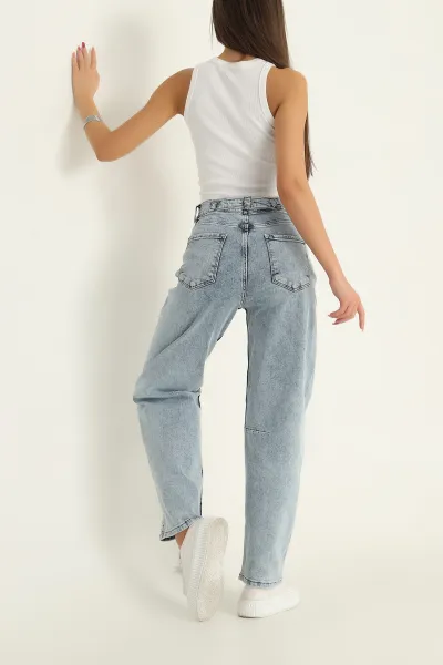 Kar Yıkama Baggy Likralı Kot Pantolon 303727