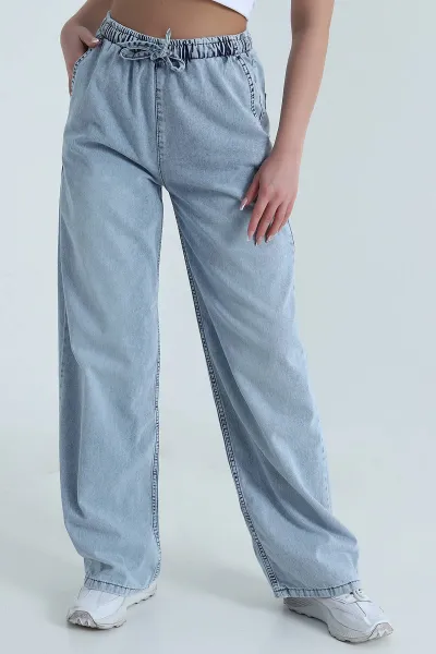 Kar Yıkama Beli Lastikli Kadın tensel Kot Pantolon 459192