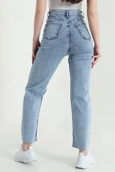 Kar Yıkama Lazer Paça Likralı Kadın Kot Pantolon 444057