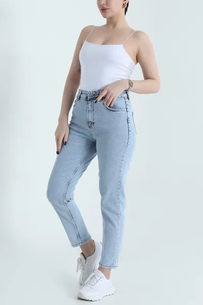 Kar Yıkama Likralı Mom Kadın Kot Pantolon 453785
