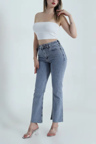 Kar Yıkama Serpme Taşlı Likralı Kadın Mom Kot Pantolon 486764