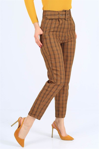 Kareli Desen Hardal Pantolon 25213B