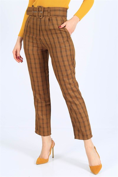 Kareli Desen Hardal Pantolon 25213B