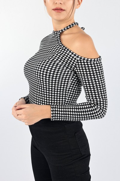 Kazayağı Desenli Süet Bluz 88472