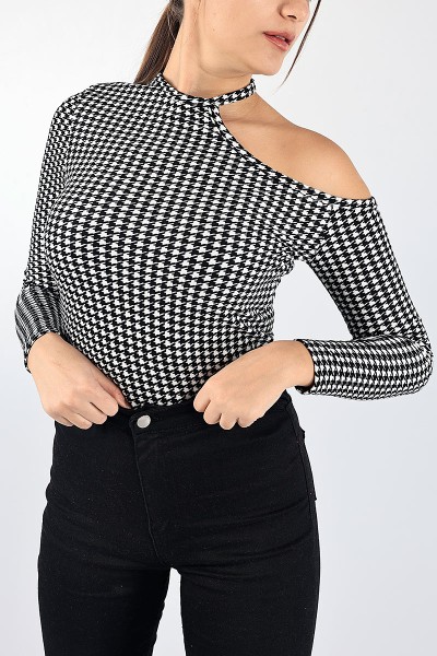 Kazayağı Desenli Süet Bluz 88472