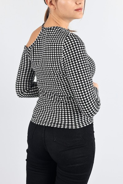 Kazayağı Desenli Süet Bluz 88472