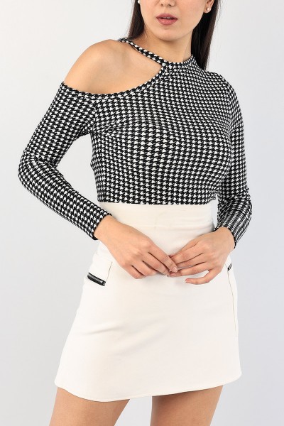 Kazayağı Desenli Süet Bluz 90512