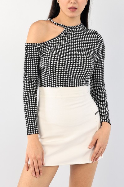 Kazayağı Desenli Süet Bluz 90512