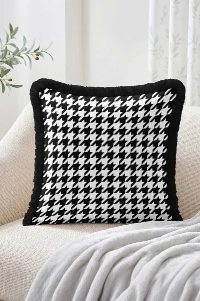 43x43 Cm Dijital Baskılı Fermuarlı Çift Taraflı Saçaklı Kırlent Kılıfı 483432