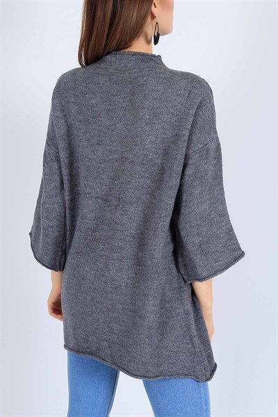 Kesik Yaka Gri Triko Tunik 25844B
