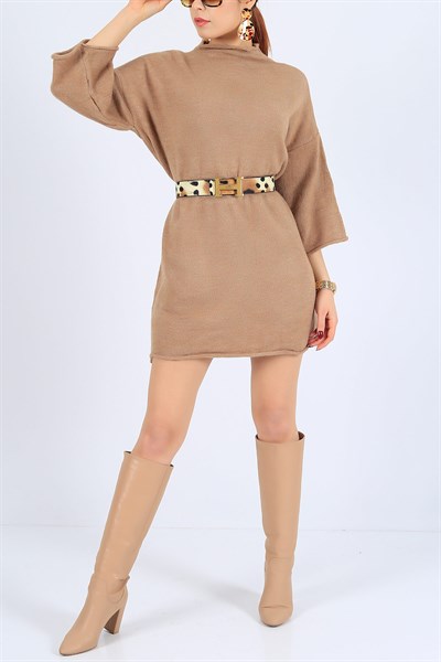 Kesik Yaka Vizon Triko Tunik 25847B