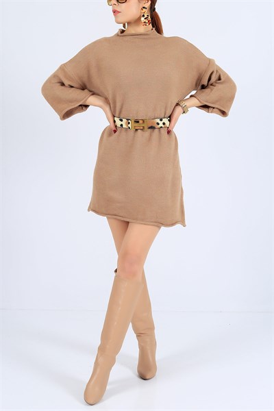 Kesik Yaka Vizon Triko Tunik 25847B