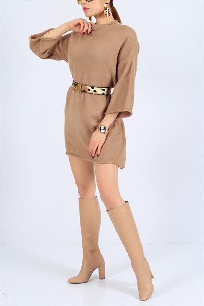 Kesik Yaka Vizon Triko Tunik 25847B