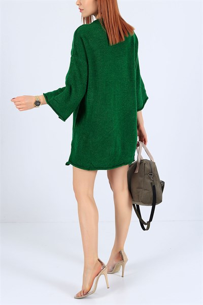 Kesik Yaka Yeşil Triko Tunik 25846B