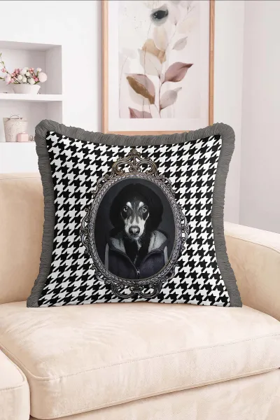 43x43 Cm Dijital Baskılı Fermuarlı Çift Taraflı Saçaklı Kırlent Kılıfı 483410
