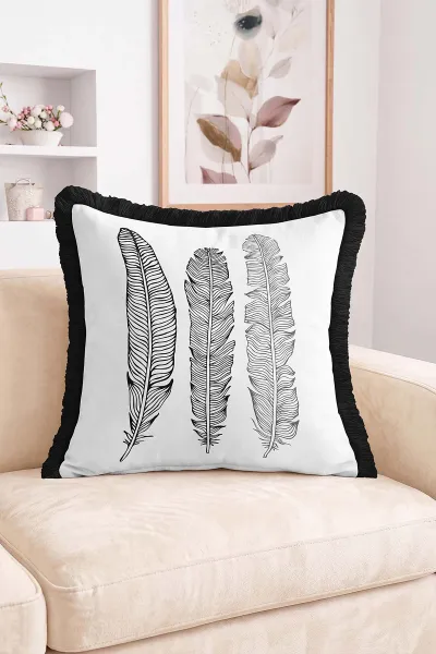 43x43 Cm Dijital Baskılı Fermuarlı Çift Taraflı Saçaklı Kırlent Kılıfı 483431