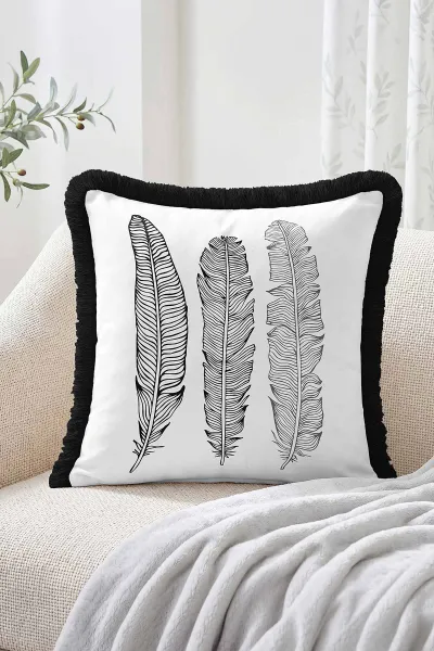 43x43 Cm Dijital Baskılı Fermuarlı Çift Taraflı Saçaklı Kırlent Kılıfı 483431