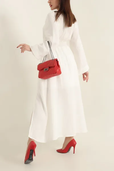 Keten Beli Lastikli Elbise 337021