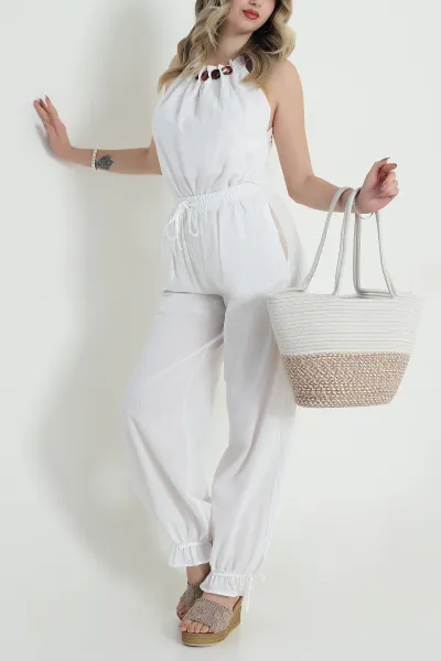 Keten Pantolon Bluz Kadın İkili Takım 478079