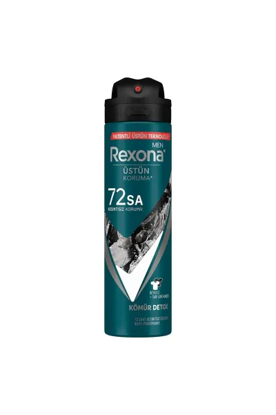 Rexona Men Erkek Sprey Deodorant Kömür Detox 72 Saat Kesintisiz Koruma 150 ml 286789