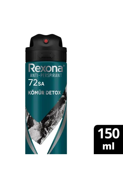 Rexona Men Erkek Sprey Deodorant Kömür Detox 72 Saat Kesintisiz Koruma 150 ml 286789