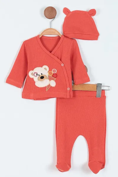 Kiremit (0-9 Ay) Nakışlı Erkek Bebe Takım 226608