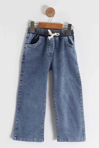 Kiremit (1-9 Yaş ) Güpür Yaka  Sweatli Kot Pantolonlu Kız Çocuk 2'li Takım 440119