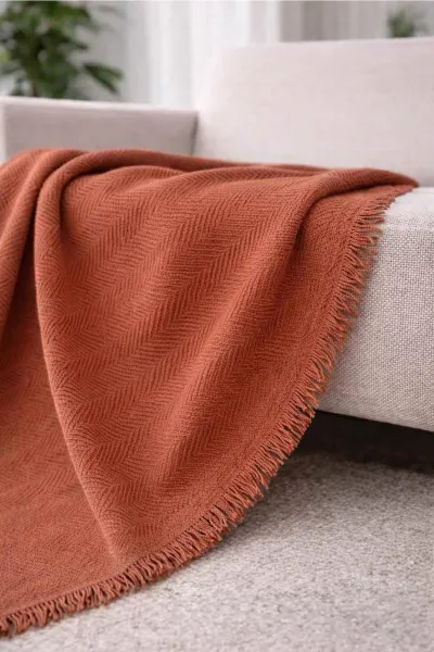 Kiremit 170x200 Cm Bella Home Çok Amaçlı Örtü - Koltuk Örtüsü - Pike 434784
