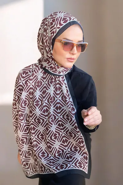 Kiremit 180X70 cm Dijital Baskı Baryy Desenli Pamuk Şal 331647