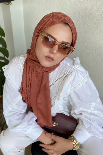 Kiremit 180x70 Jakar İpeksi Karo Desen Şal 270898