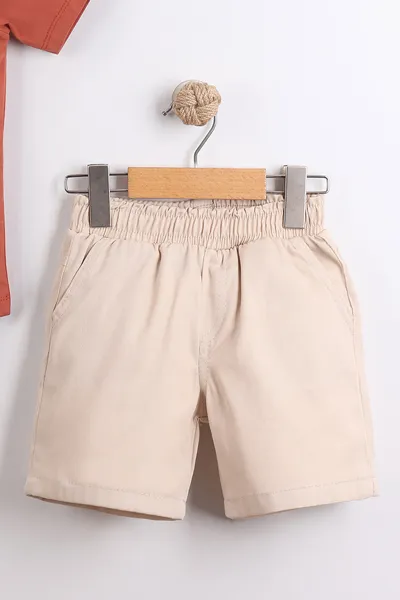 Kiremit (2-10  Yaş) Polo Yaka Cool Boy Baskılı Tişörtlü Gabardin Şortlu Erkek Çocuk Yazlık 2'li Takım 454612
